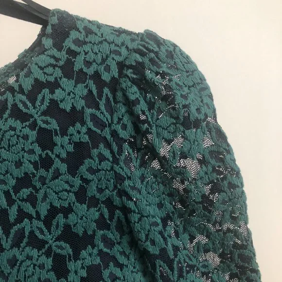 Olive Green Lace Mid-Sleeve Dress | Size 3-4 (US Small) - Picture 11 of 14